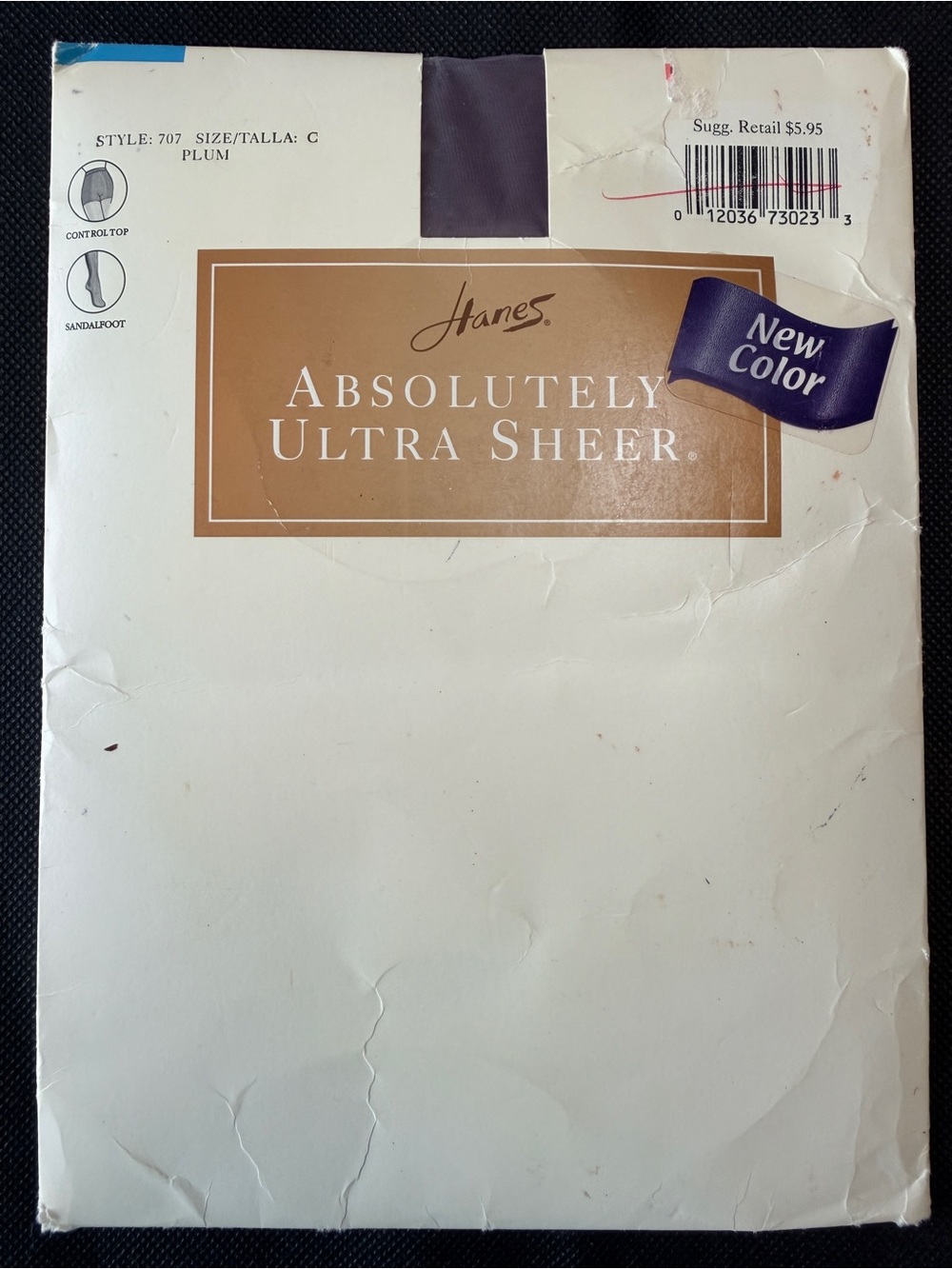 Hanes Absolutely Ultra Sheer Plum Control Top Pantyhose Size C Sandalfoot Style